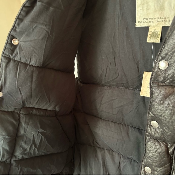 NWT Denim & Supply Ralph Lauren Black Faux Leather Down Puffer Vest Western - Lg - Picture 14 of 16